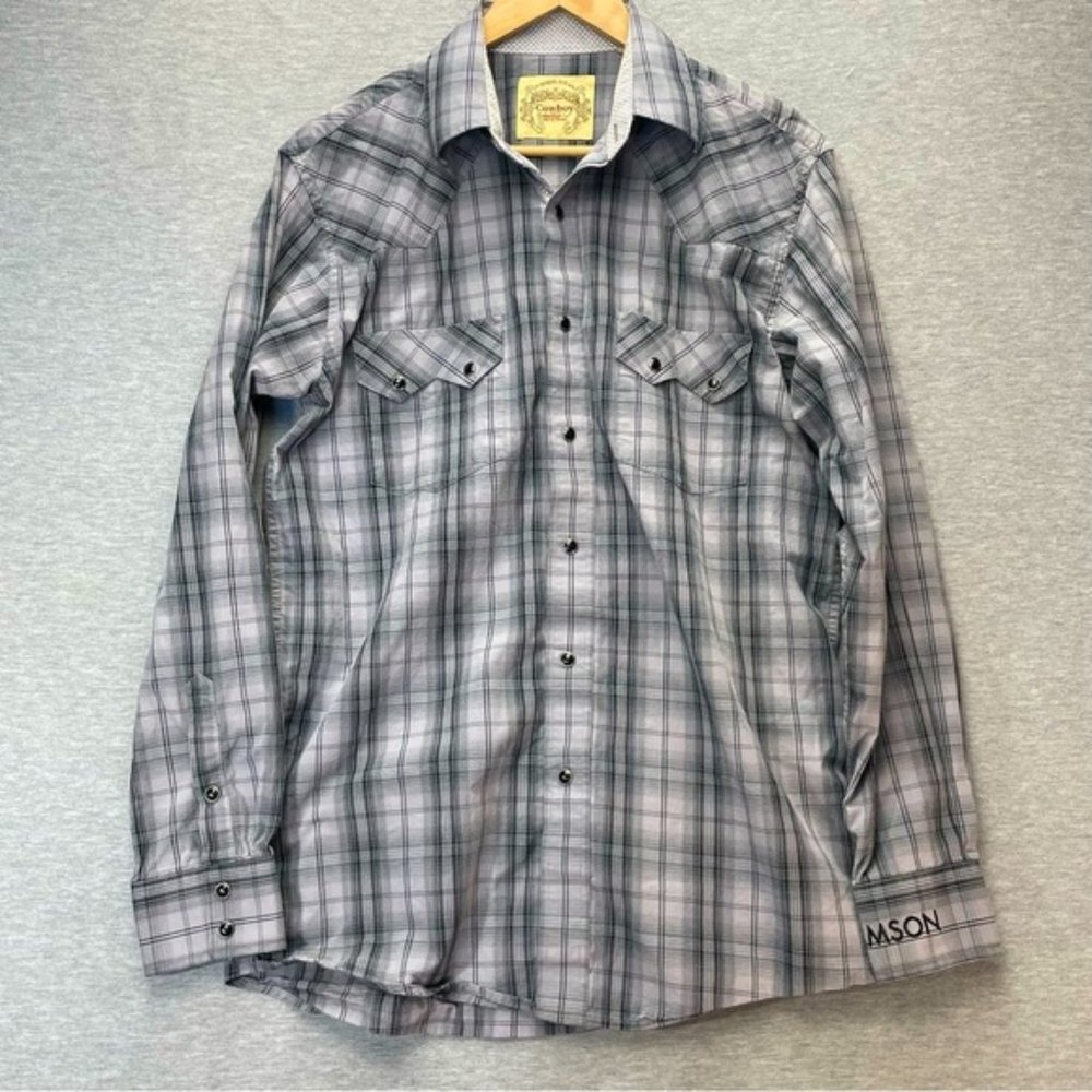 LAMMLES Mens Western Shirt Size Medium Cowboy Collection Black Snaps